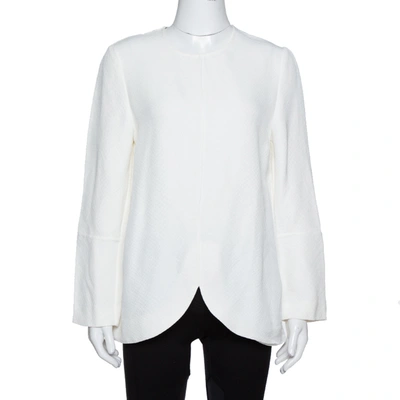 Pre-owned Stella Mccartney Ivory Textured Jacquard Long Sleeve Blouse M In White
