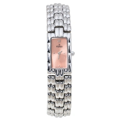 Pre-owned Fendi Salmon Stainless Steel 660l Women's Wristwatch 14 Mm In Silver