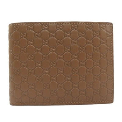 Pre-owned Gucci Ssima Leather Wallet In Brown