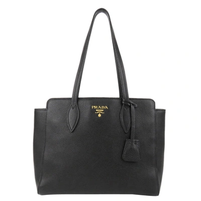 Pre-owned Prada Black Leather Vitello Phenix Tote Bag