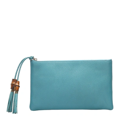 Pre-owned Gucci Blue Leather Dollar Calf Clutch Bag