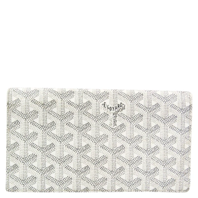 Pre-owned Goyard White Coated Canvas Richelieu Wallet In Grey