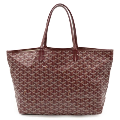 Pre-owned Goyard Line Coated Canvas St. Louis Tote Pm Bag In Burgundy