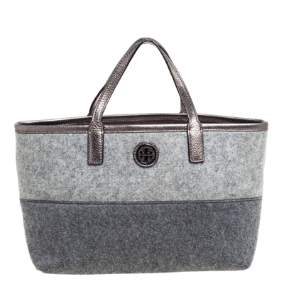 Pre-owned Tory Burch Two Tone Grey Wool Ashley Tote