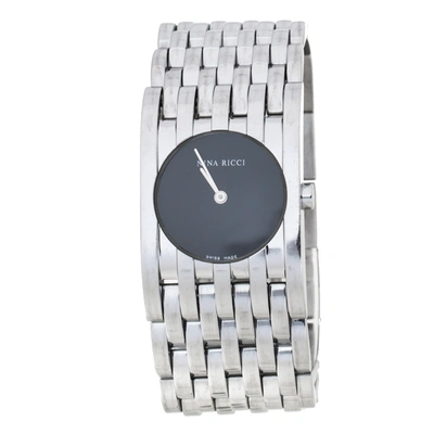 Pre-owned Nina Ricci Black Stainless Steel Classic N00113 Women's Wristwatch 25 Mm In Silver