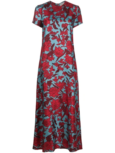 Shop La Doublej Floral Print Swing Dress In Red