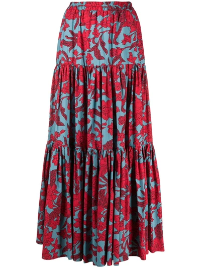 Shop La Doublej Floral Print Skirt In Red