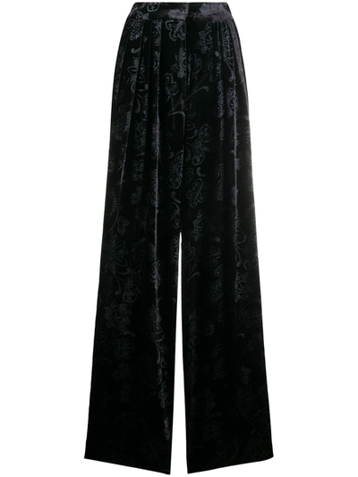 FLORAL JACQUARD PALAZZO TROUSERS