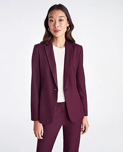 Shop Ann Taylor The Notched One Button Blazer In Mauve Rose