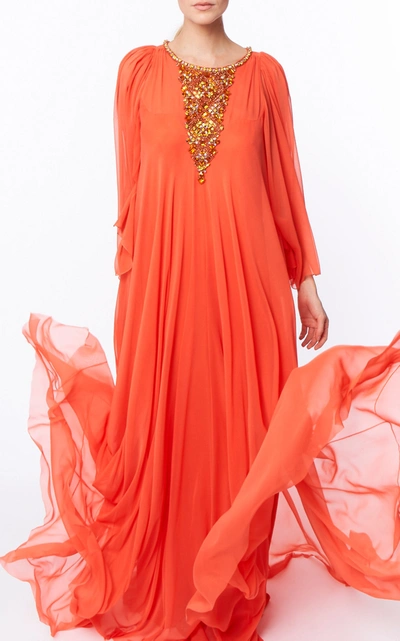 Shop Jenny Packham Orange Queen Embellished Organza Gown