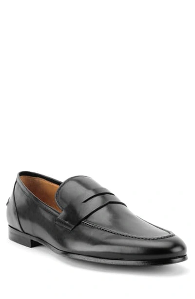 Shop Gordon Rush Coleman Apron Toe Penny Loafer In Black Leather