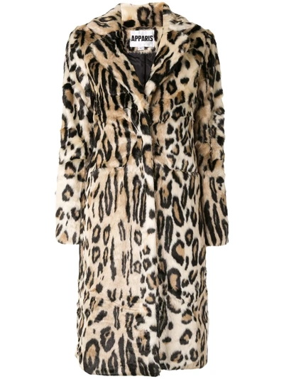 Shop Apparis Karlie Leopard Faux-fur Coat In Brown