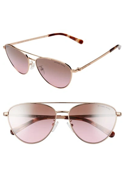 Shop Michael Kors 58mm Pilot Sunglasses In Rose Gold/ Gradient Mirr