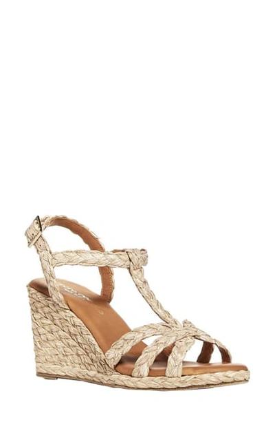 Shop Andre Assous Madina Espadrille Wedge Sandal In Beige Fabric