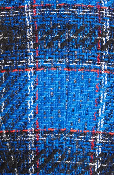 Shop Balmain Metallic Tartan Tweed Blazer In Bleu/ Multico