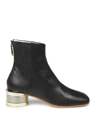 Shop Mm6 Maison Margiela Brass Detailed Leather Ankle Boots In Black