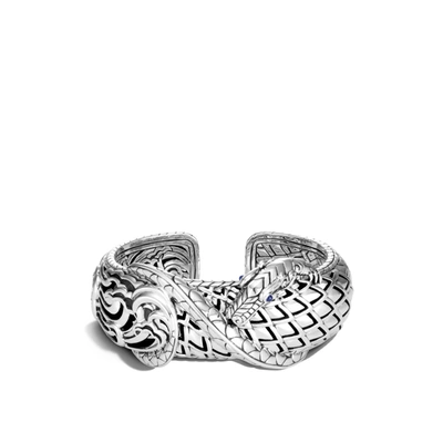 John Hardy Sterling Silver Legends Naga Medium Kick Cuff With Blue Sapphire In Blue Sapphire