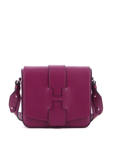 Shop Hogan Raw-cut H Leather Bag In Purple