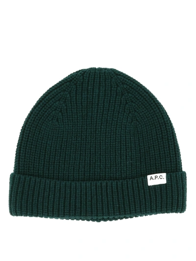 Shop Apc Samuel Beanie In Dark Green