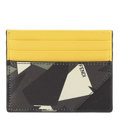 Shop Fendi Yellow Leather Cardholder In Mlc+military+n+p