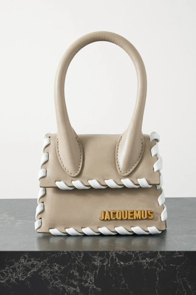 Shop Jacquemus Le Chiquito Whipstitched Leather Tote In Beige