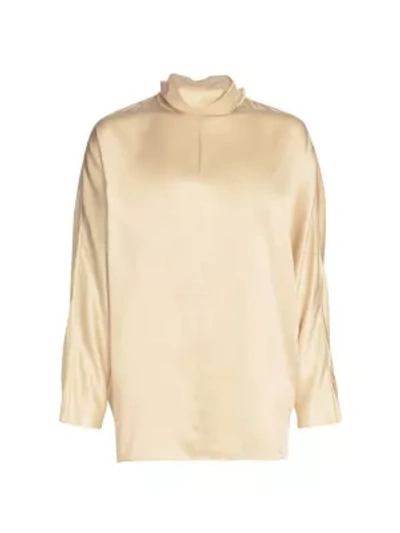 Shop Co Silk Charmeuse Funnelneck Top In Ivory
