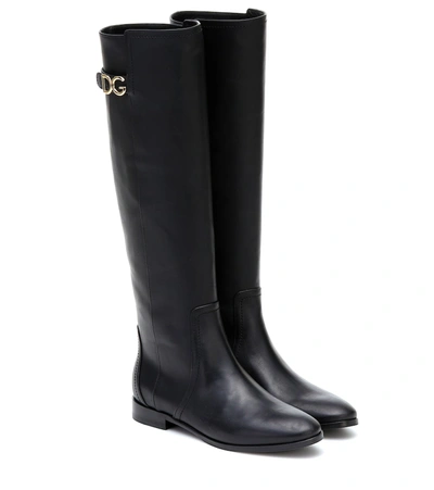 Shop Dolce & Gabbana Leather Knee-high Boots In Black