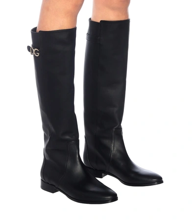 Shop Dolce & Gabbana Leather Knee-high Boots In Black