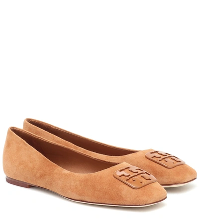 Tory Burch Georgia Square-toe Suede Ballet Flats In Tan | ModeSens