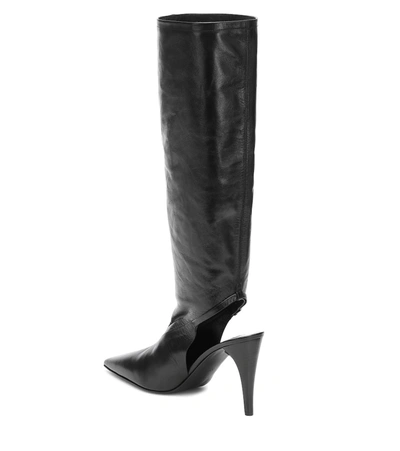 Shop Jil Sander Cut-out Knee-high Leather Boots In Black
