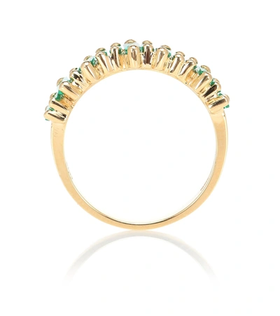 Suzanne Kalan Fireworks 18kt Gold Ring With Emeralds In Gold