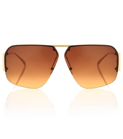 Shop Bottega Veneta Aviator Sunglasses In Gold
