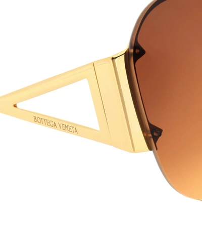 Shop Bottega Veneta Aviator Sunglasses In Gold