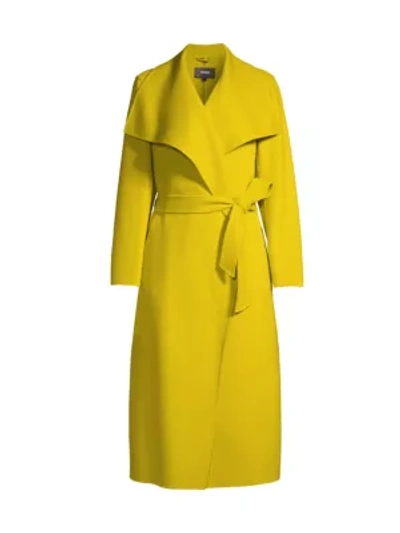 Shop Mackage Mai Asymmetrical Wool Coat In Yellow