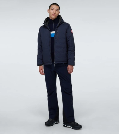 Shop Canada Goose Lodge Hoody Down Jacket In Atlantic Navy