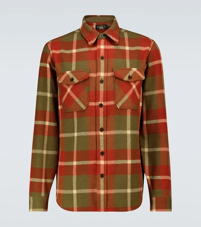 Shop Rrl Checked Wool Overshirt In Multicoloured