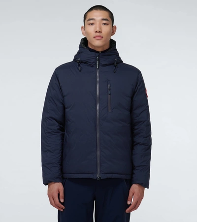 Shop Canada Goose Lodge Hoody Down Jacket In Atlantic Navy