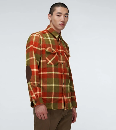 Shop Rrl Checked Wool Overshirt In Multicoloured