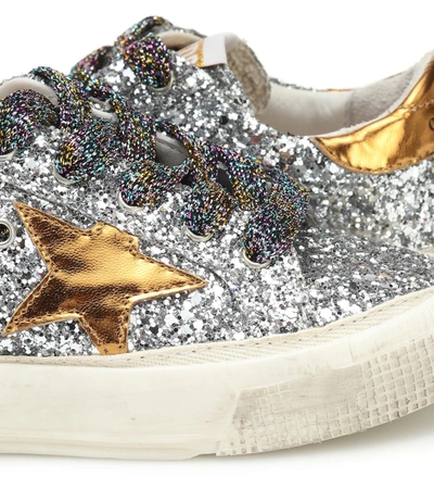 Shop Golden Goose May Glitter Sneakers In Silver