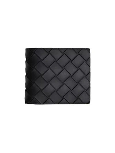 Shop Bottega Veneta Woven Billfold Wallet In Black