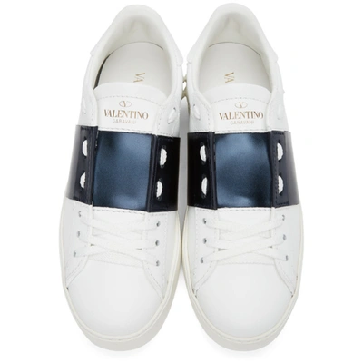 Shop Valentino White & Navy  Garavani Rockstud Open Sneakers In M15 Whmrne