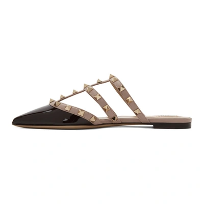 Shop Valentino Black  Garavani Patent Leather Rockstud Mules In V41 Btrchc