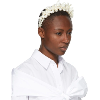 Shop Simone Rocha Off-white Mother-of-pearl Daisy Headband