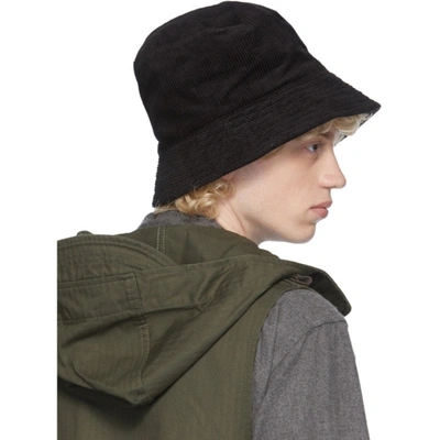 Shop Engineered Garments Black Corduroy Bucket Hat In Wp011 Black