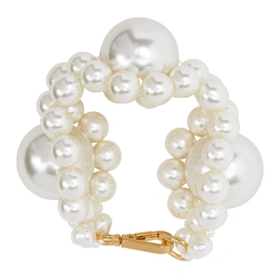 Shop Simone Rocha Off-white Large Daisy Bracelet In Pearl