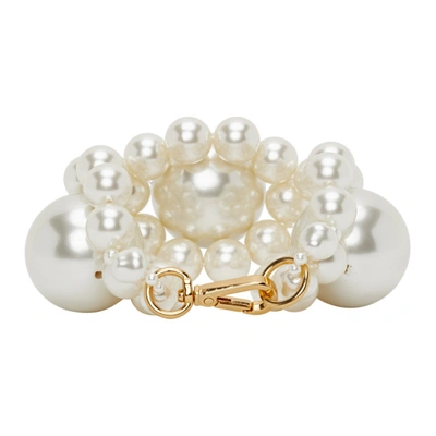 Shop Simone Rocha Off-white Large Daisy Bracelet In Pearl