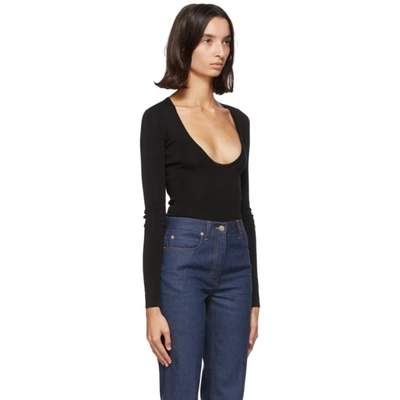 Shop Gucci Black Cashmere 'gg' Bodysuit