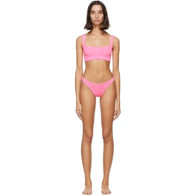 Shop Hunza G Pink Cropped Scoop Bikini In Bubblegum