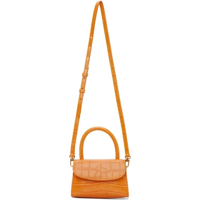 Shop By Far Orange Croc Mini Solar Top Handle Bag In Sl Solar