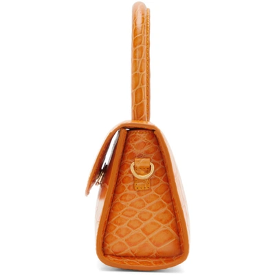 Shop By Far Orange Croc Mini Solar Top Handle Bag In Sl Solar